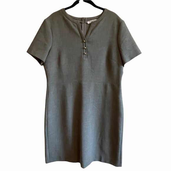 Gerard Darel Short Sleeve V-Neck Mini Dress Gray Size 44 / US 12 - Picture 1 of 8